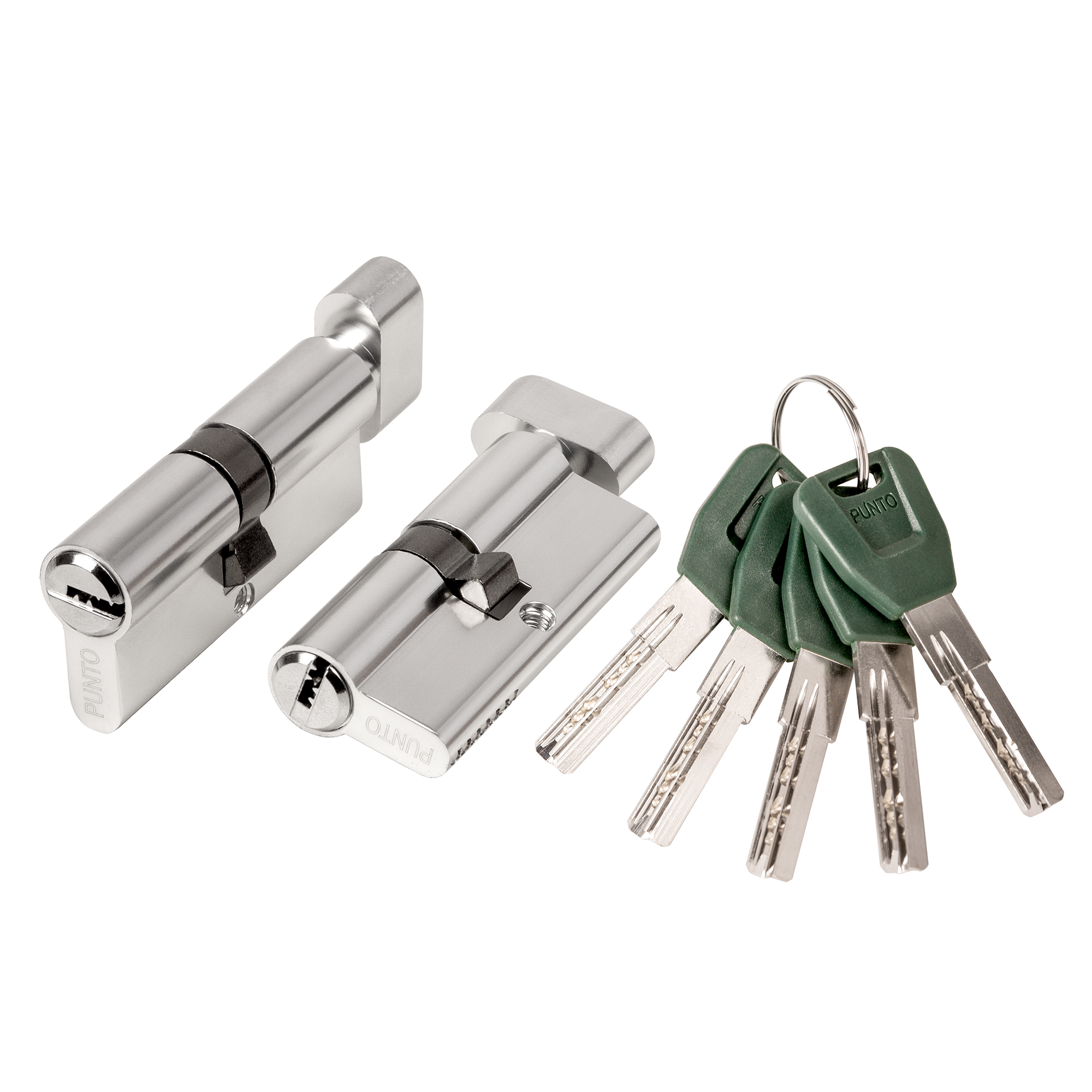 Цилиндровый Punto (Пунто) механизм (A202/80) A2002Knob80(35+10+35) с вертушкой SN никель